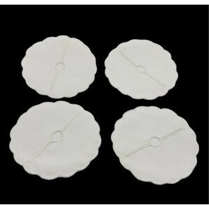 Linen Wine Glass Coasters 4” Round Vintage Set of 4 White